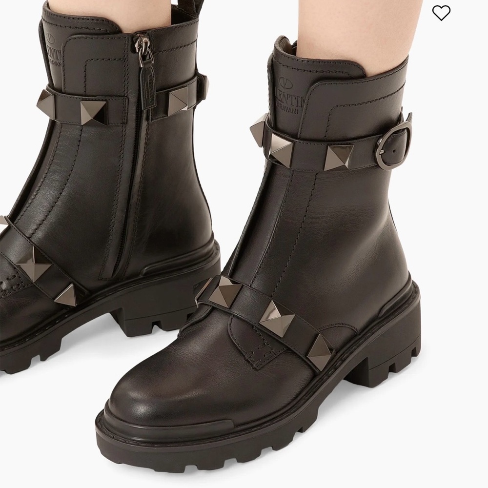Valentino Black Studded Combat Boots